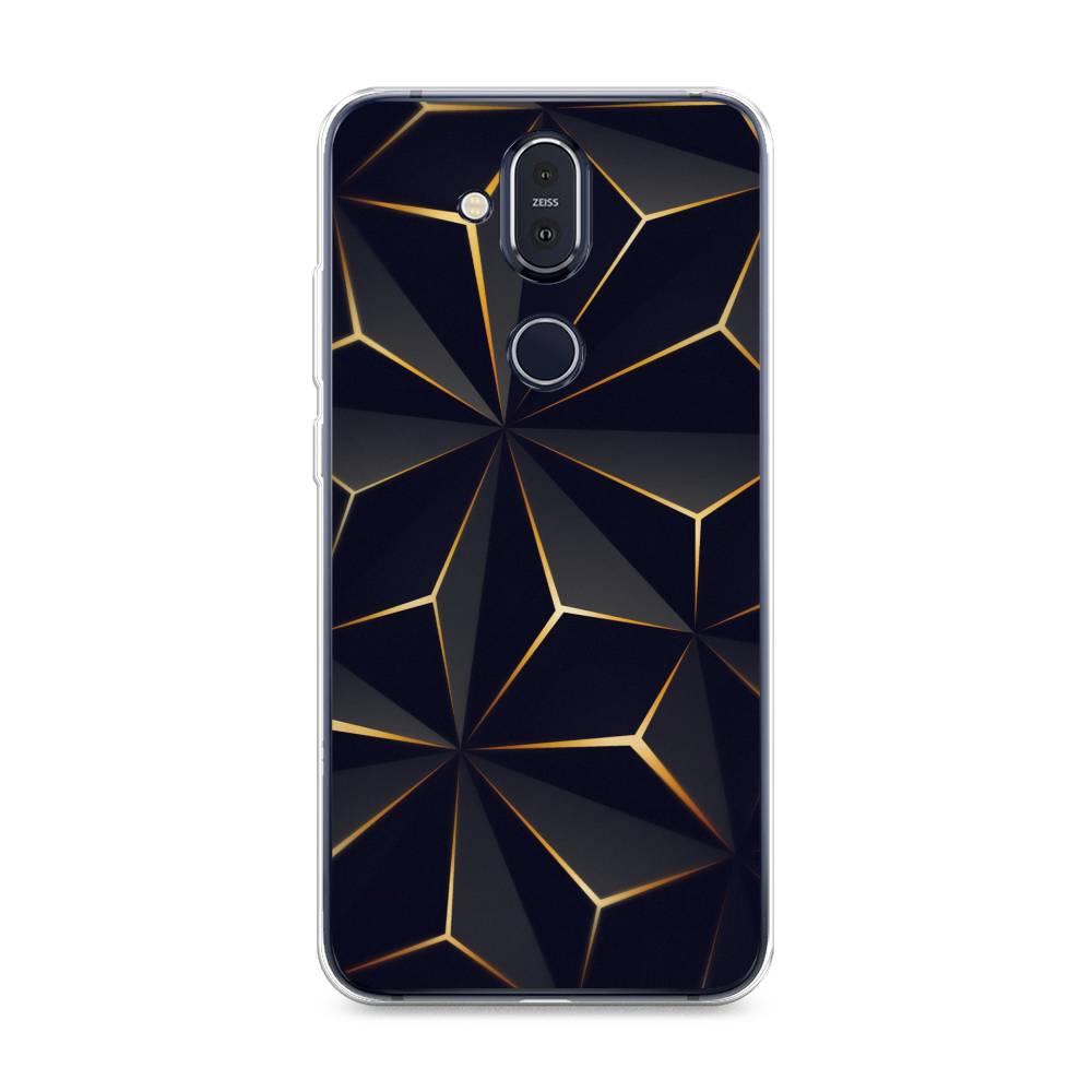 

Чехол на Nokia 8.1 "Черные полигоны", Золотистый;черный, 122250-3