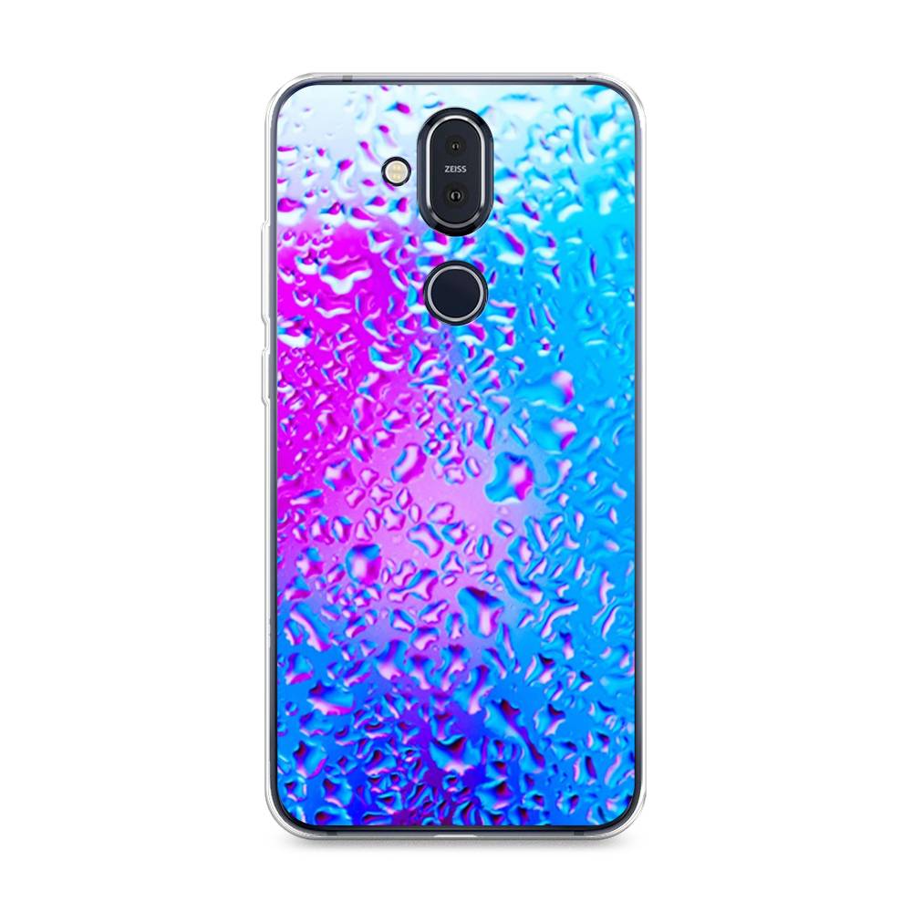

Чехол на Nokia 8.1 "Капли на стекле", Голубой;розовый, 122250-3