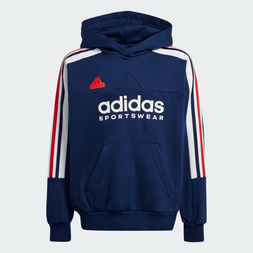 

Худи Adidas для девочек, IY6380, темно-синее AEQ1, размер 128, Синий, IY6380