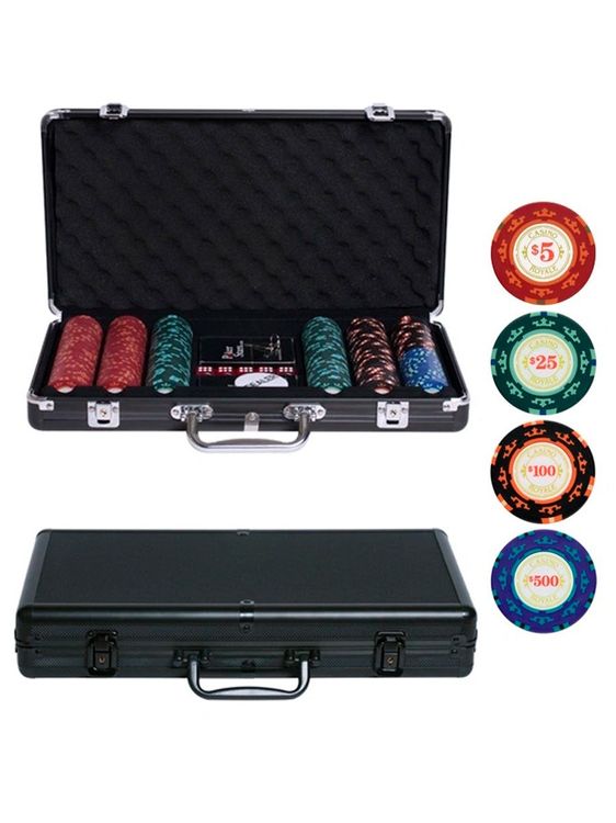 фото Покерный набор casino royal 08-300, 300 фишек, с номиналом, карты, пластик + сукно, 14 г nobrand
