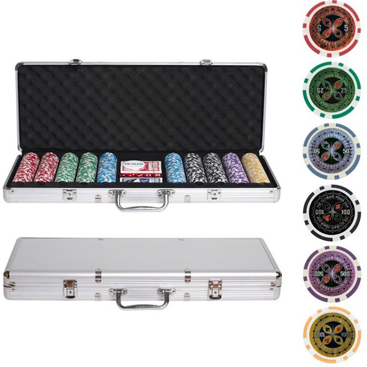 фото Покерный набор ultimate, 500 фишек 11.5 г с номиналом в чемодане, сукно 10-500 nobrand