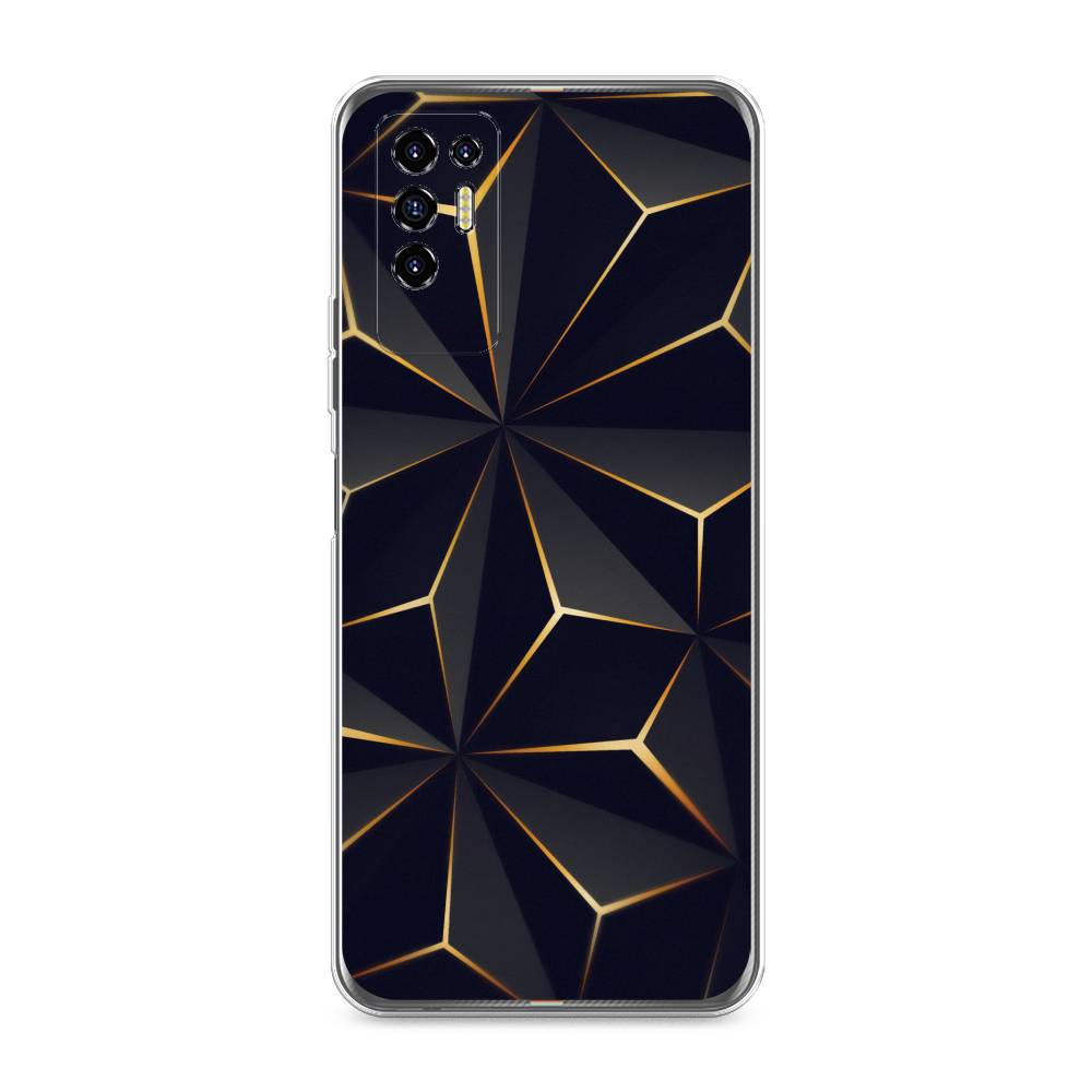 

Чехол для Tecno Pova 2 "Черные полигоны", Золотистый;черный, 300550-3