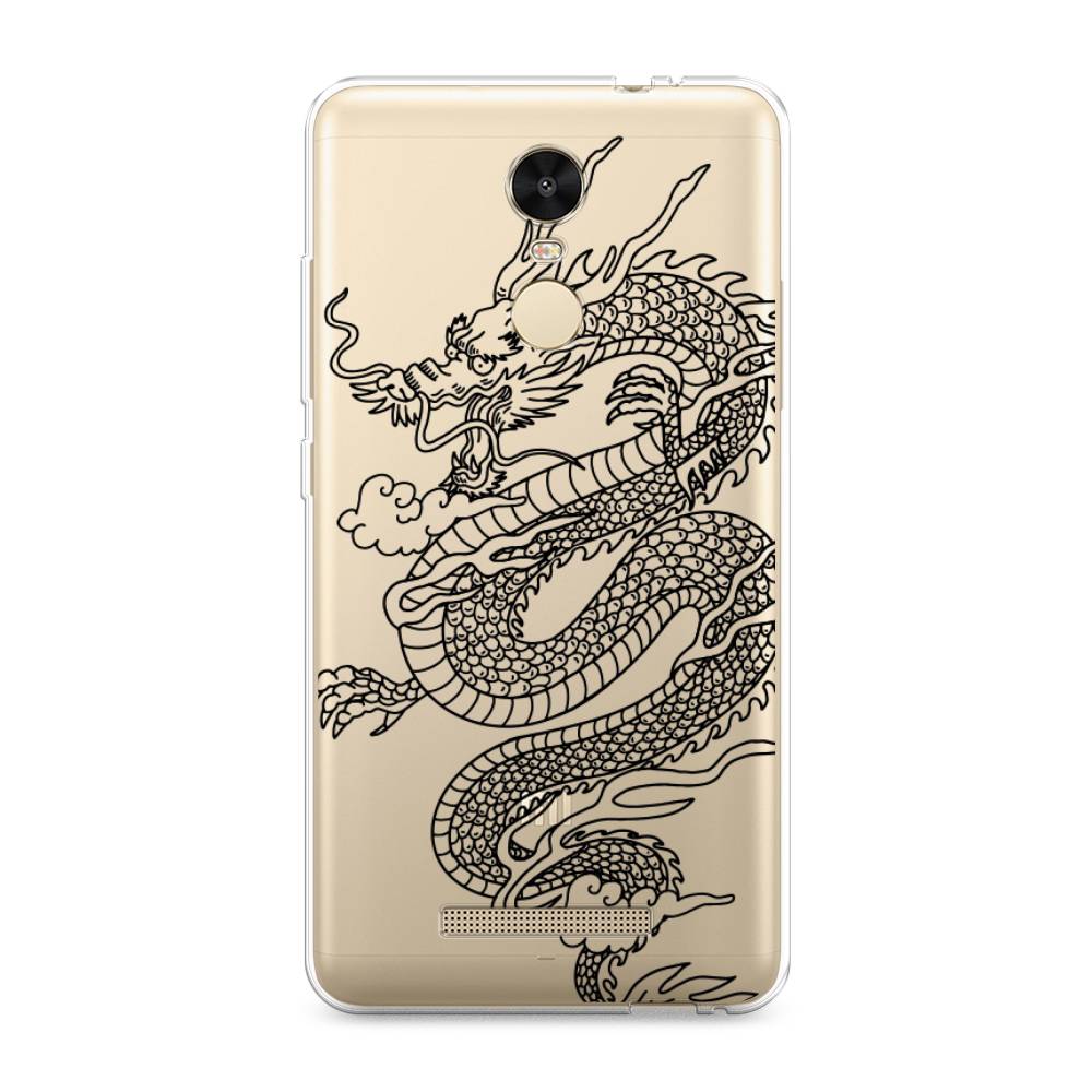 

Чехол на Xiaomi Redmi Note 3/Note 3 Pro "Большой китайский дракон", Черный;серый, 31750-1