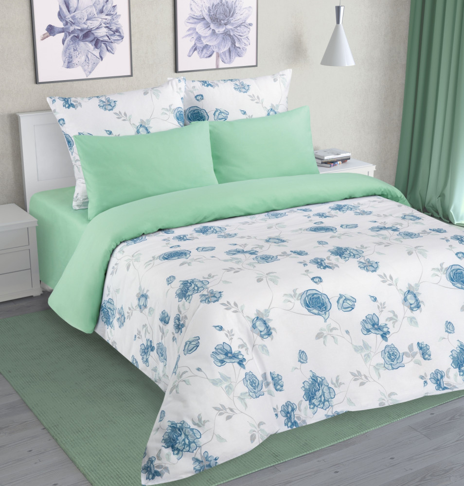 

Постельное белье NUANCE "Grace green" 1,5-сп Перкаль (70х70), ГОСТ-Р