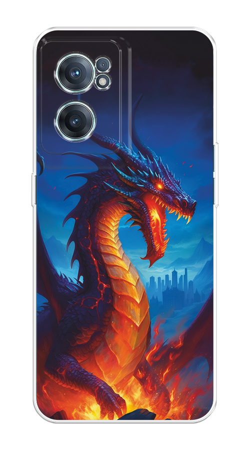 

Чехол на OnePlus Nord CE 2 5G "Дракон над лавой", Оранжевый;коричневый;синий, 152650-1