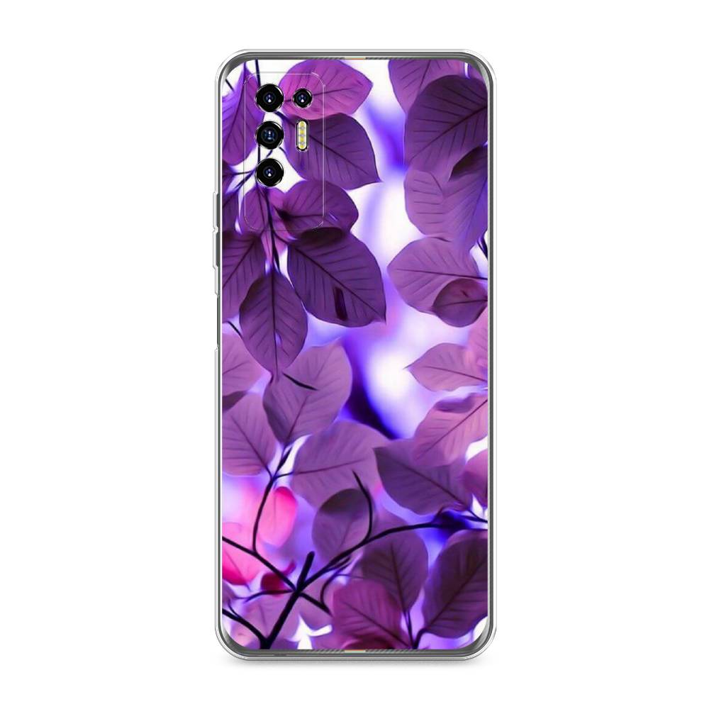 

Чехол для Tecno Pova 2 "Сиреневые листики", Фиолетовый;голубой, 300550-2