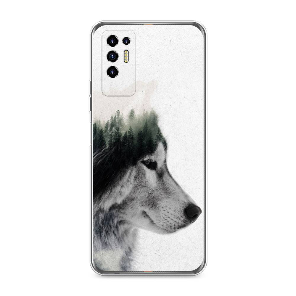 

Чехол для Tecno Pova 2 "Волк лес", Серый;белый, 300550-1