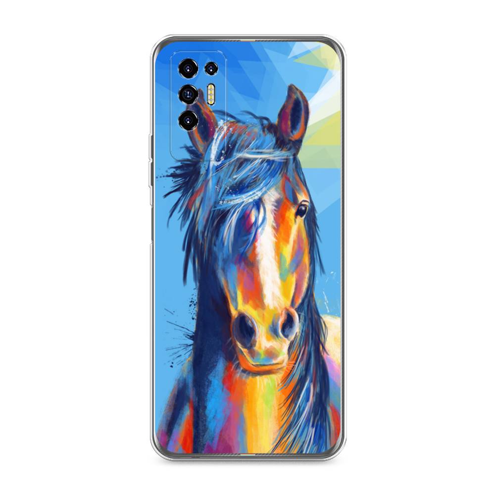 

Чехол для Tecno Pova 2 "Лошадь арт 3", Голубой;желтый;синий, 300550-1