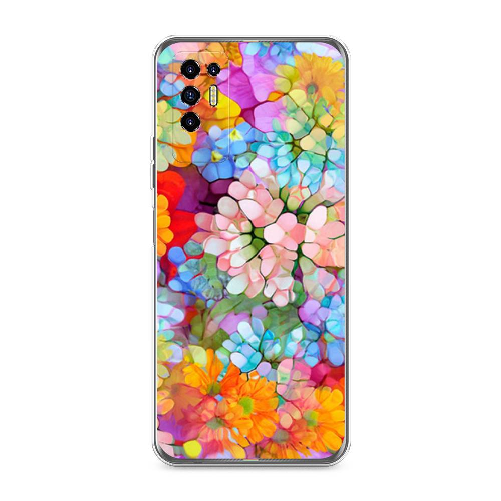 

Чехол для Tecno Pova 2 "Цветы витраж", Оранжевый;розовый;голубой, 300550-3