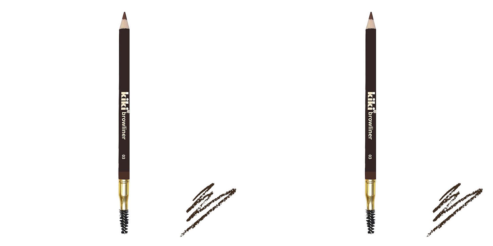 Карандаш Kiki для бровей с щеточкой, тон 03 темно-коричневый, 2 шт
