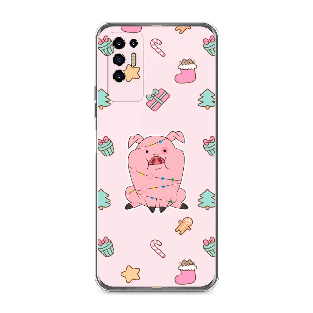 

Чехол для Tecno Pova 2 "Розовая свинка", Розовый;зеленый, 300550-5