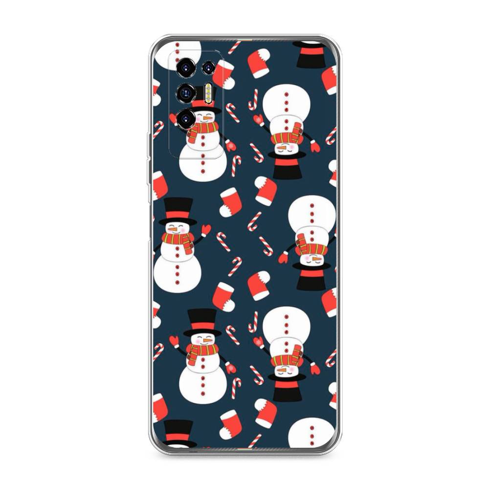 

Чехол для Tecno Pova 2 "Синие снеговики", Синий;белый;красный, 300550-5