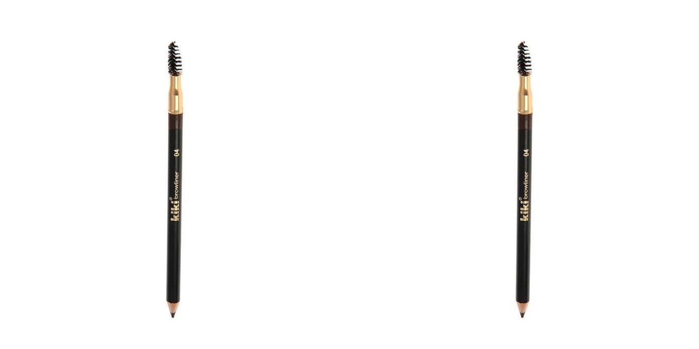 Карандаш Kiki для бровей с щеточкой, тон 04 темно-темно коричневый, 2 шт карандаш для бровей kiki с щёточкой тон 02 светло коричневый