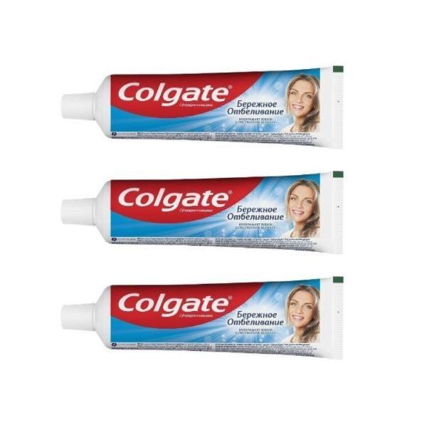 Зубная паста Colgate Бережное Отбеливание, 100мл, 3 шт зубная паста tolk open smile traditions of finland бережное отбеливание 100 г