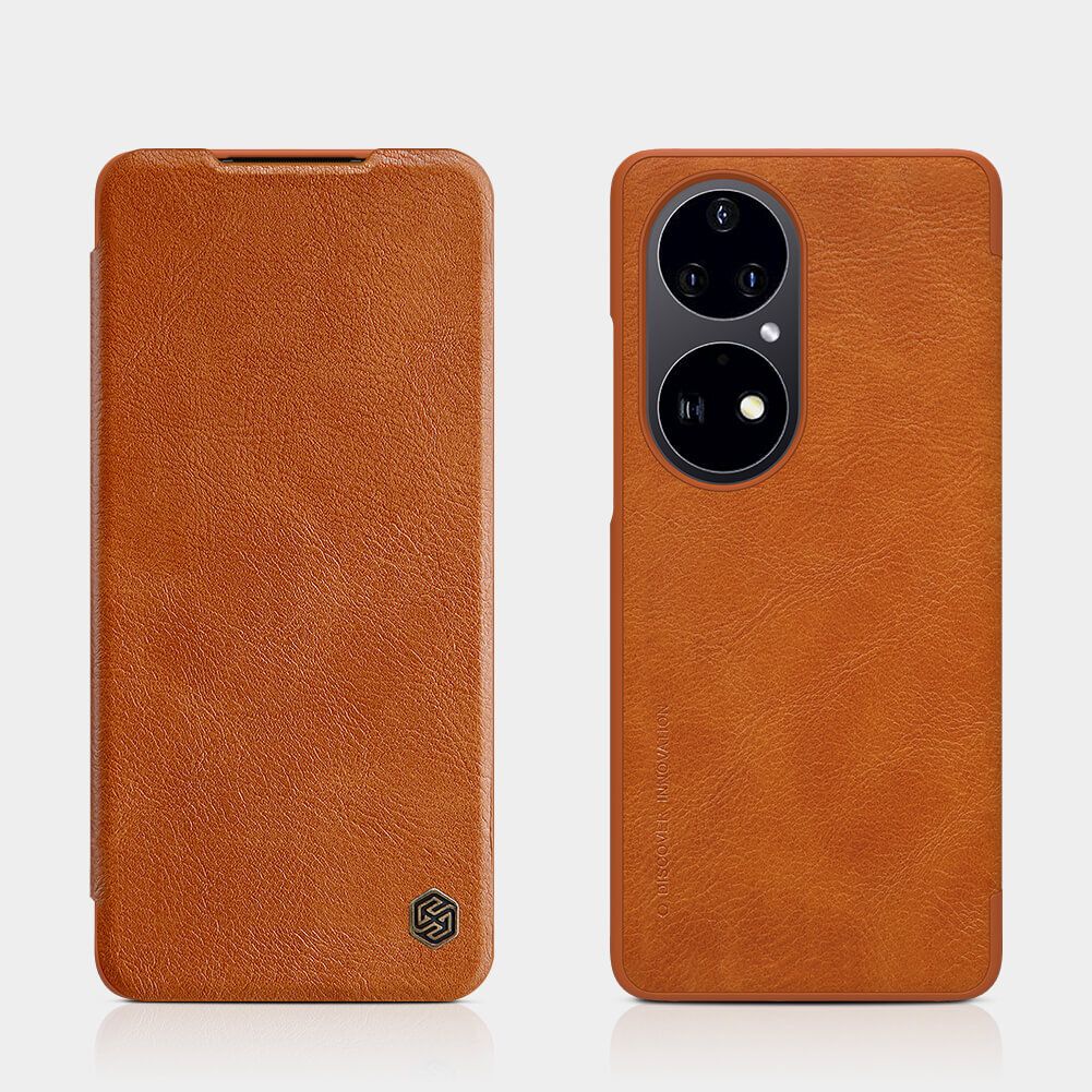 

Чехол-книжка Nillkin Leather Qin для Huawei P50 Pro коричневый, кожаный