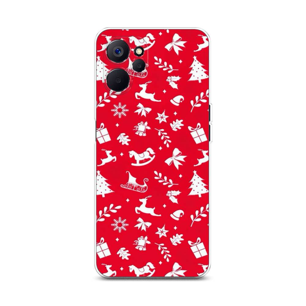 

Чехол на Realme 10 5G "Красный новогодний фон", Красный;белый, 2512650-5