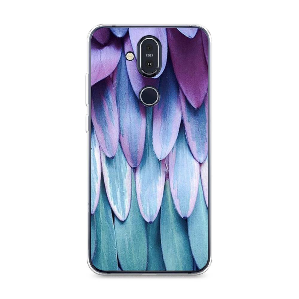 

Чехол на Nokia 8.1 "Синее перо", Фиолетовый;голубой, 122250-3