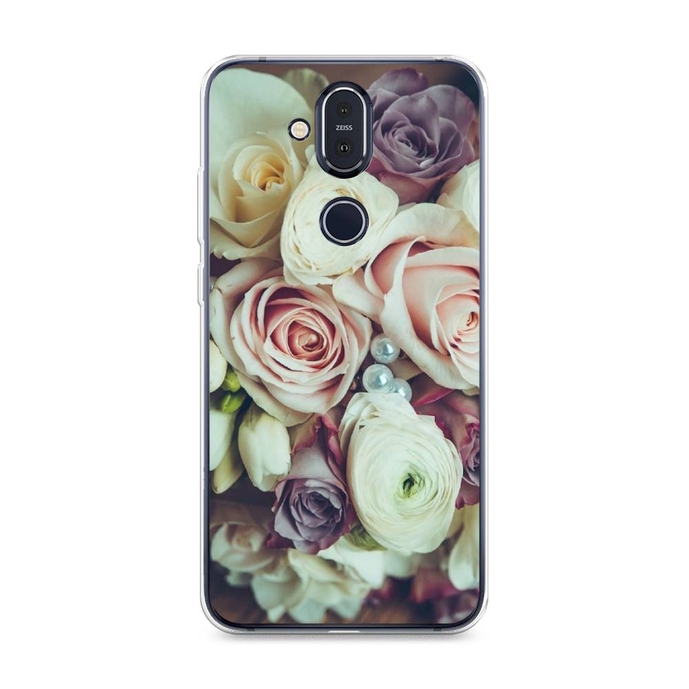 

Чехол на Nokia 8.1 "Свадебный букет", Белый;фиолетовый, 122250-2
