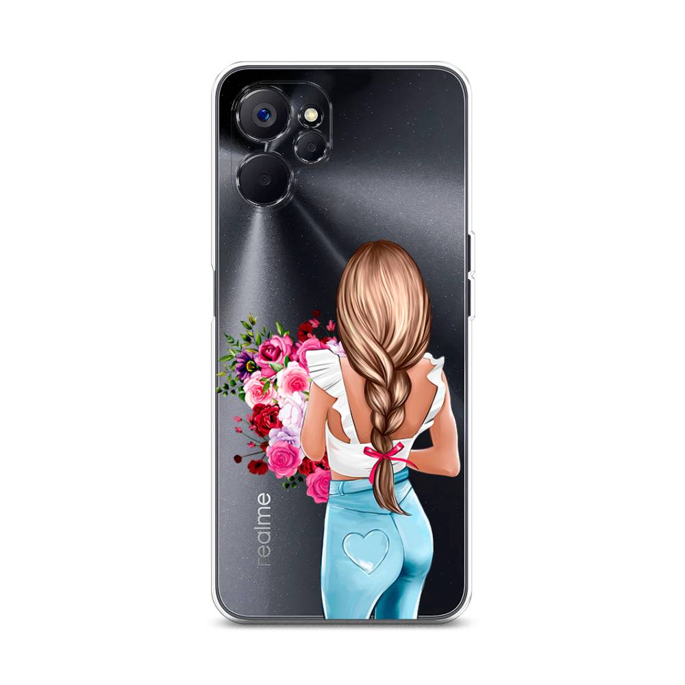 

Чехол на Realme 10 5G "Девушка с цветами", Коричневый;розовый;голубой, 2512650-6