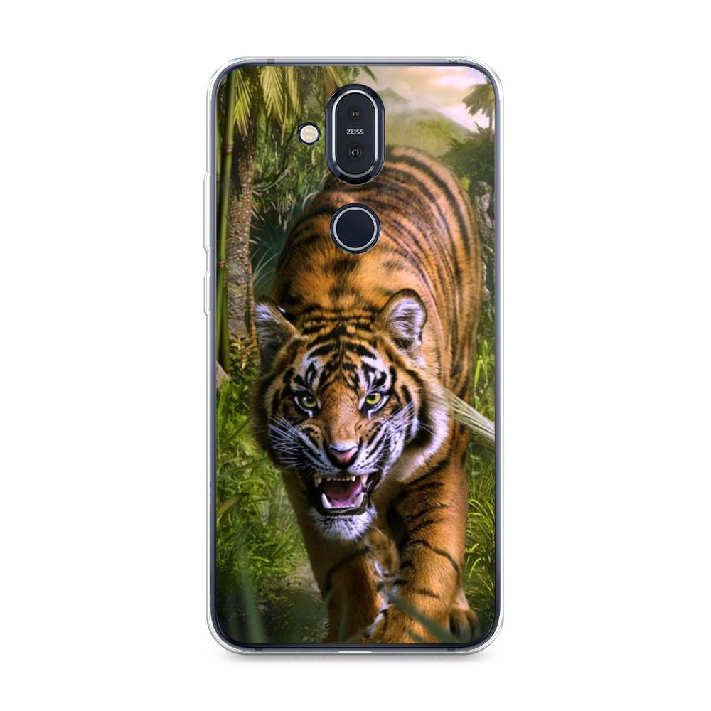 

Чехол на Nokia 8.1 "Тигр в джунглях 2", Оранжевый;зеленый, 122250-1
