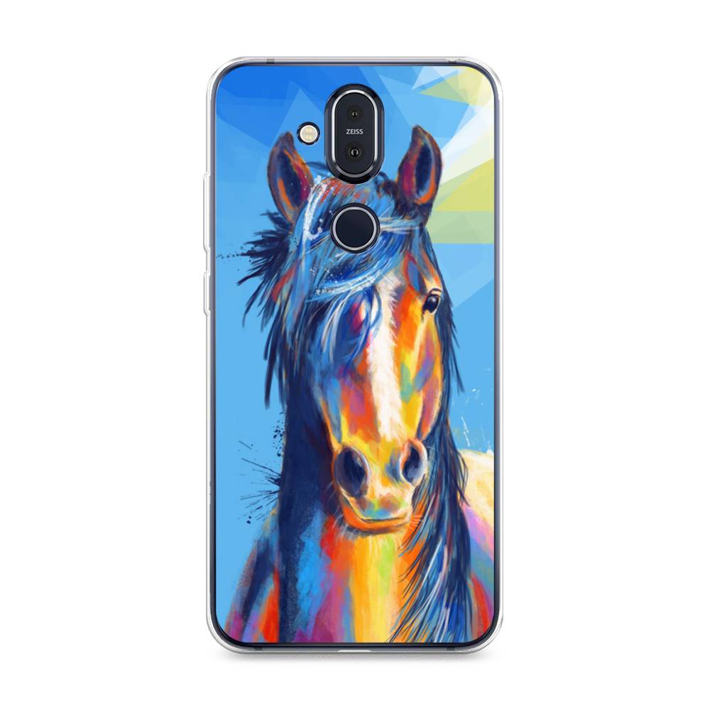 

Чехол на Nokia 8.1 "Лошадь арт 3", Голубой;желтый;синий, 122250-1