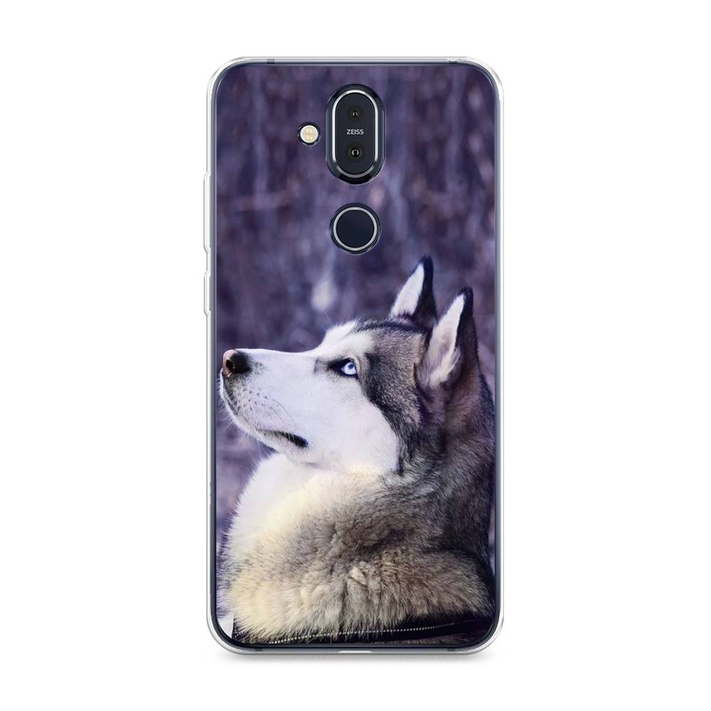 

Чехол на Nokia 8.1 "Хаски 1", Фиолетовый;белый, 122250-1