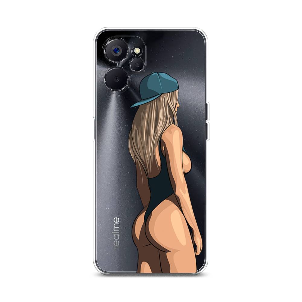 

Чехол на Realme 10 5G "Девушка в черном купальнике", Зеленый;бежевый;черный, 2512650-6