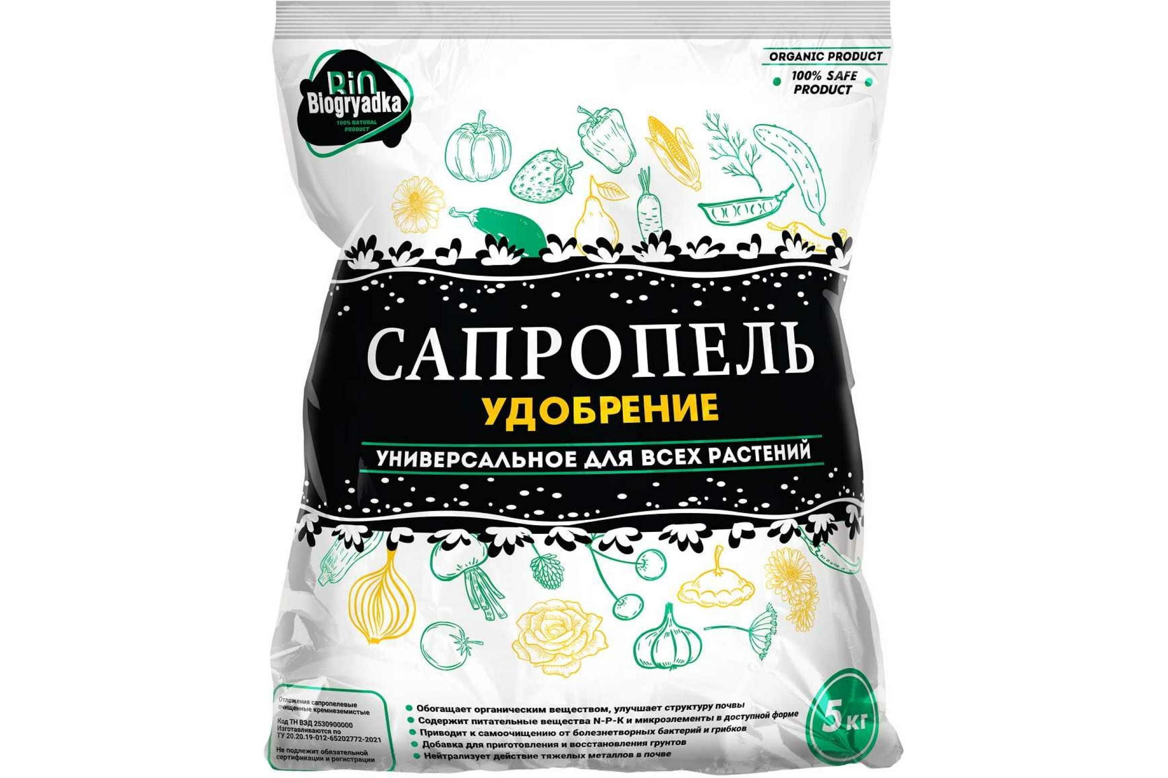 

Biogryadka САПРОПЕЛЬ Универсальное удобрение, 5 кг 4627096420411