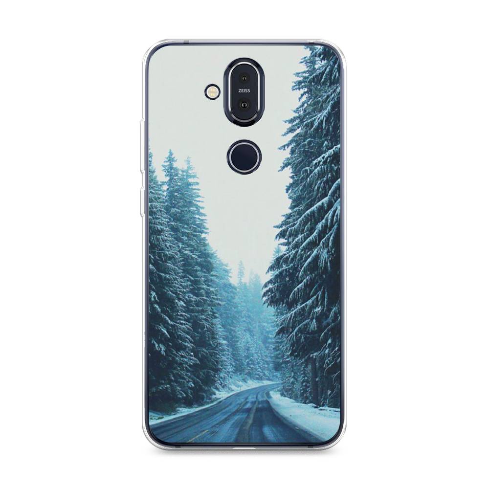 

Чехол на Nokia 8.1 "Зима 9", Бежевый;голубой;черный, 122250-2