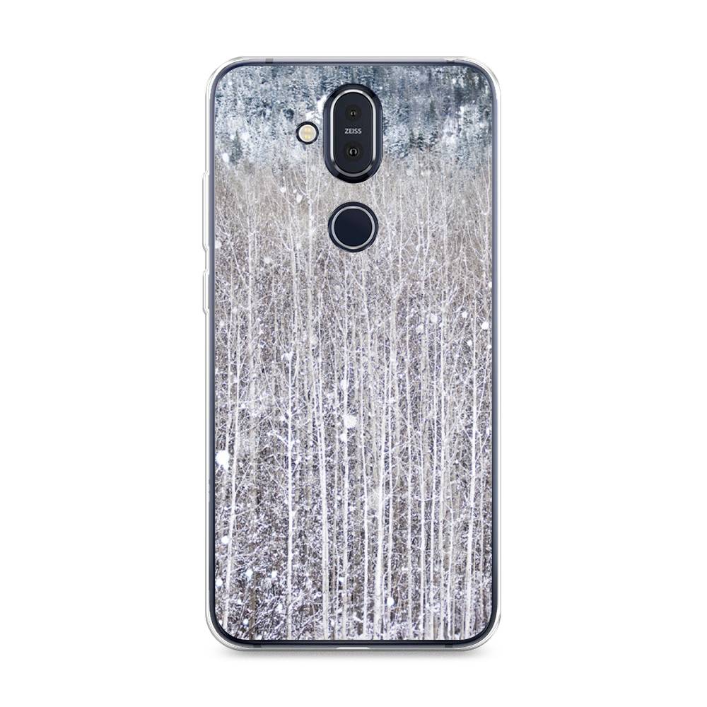 

Чехол на Nokia 8.1 "Снежный лес", Бежевый;серый;белый, 122250-5
