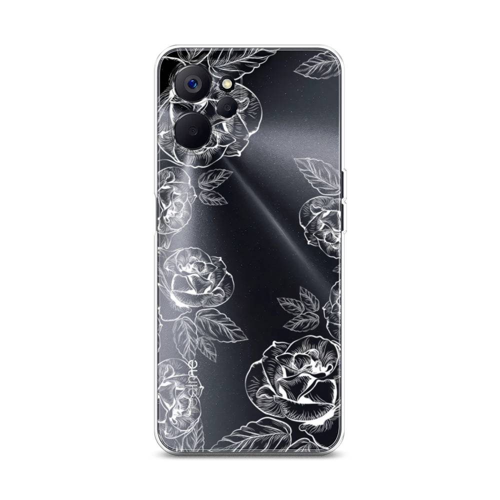 

Чехол на Realme 10 5G "Розы графика", Черный;серый, 2512650-2