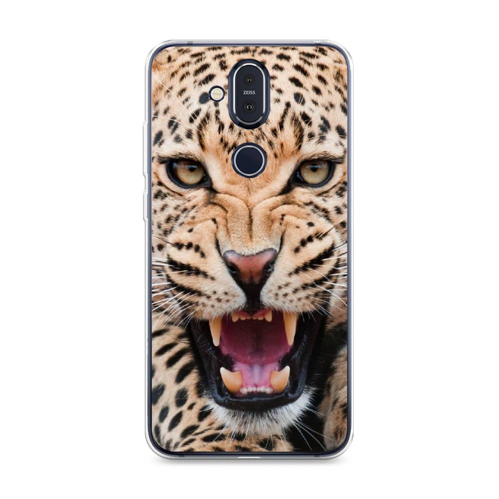 

Чехол на Nokia 8.1 "Леопард 3d", Бежевый;черный, 122250-6