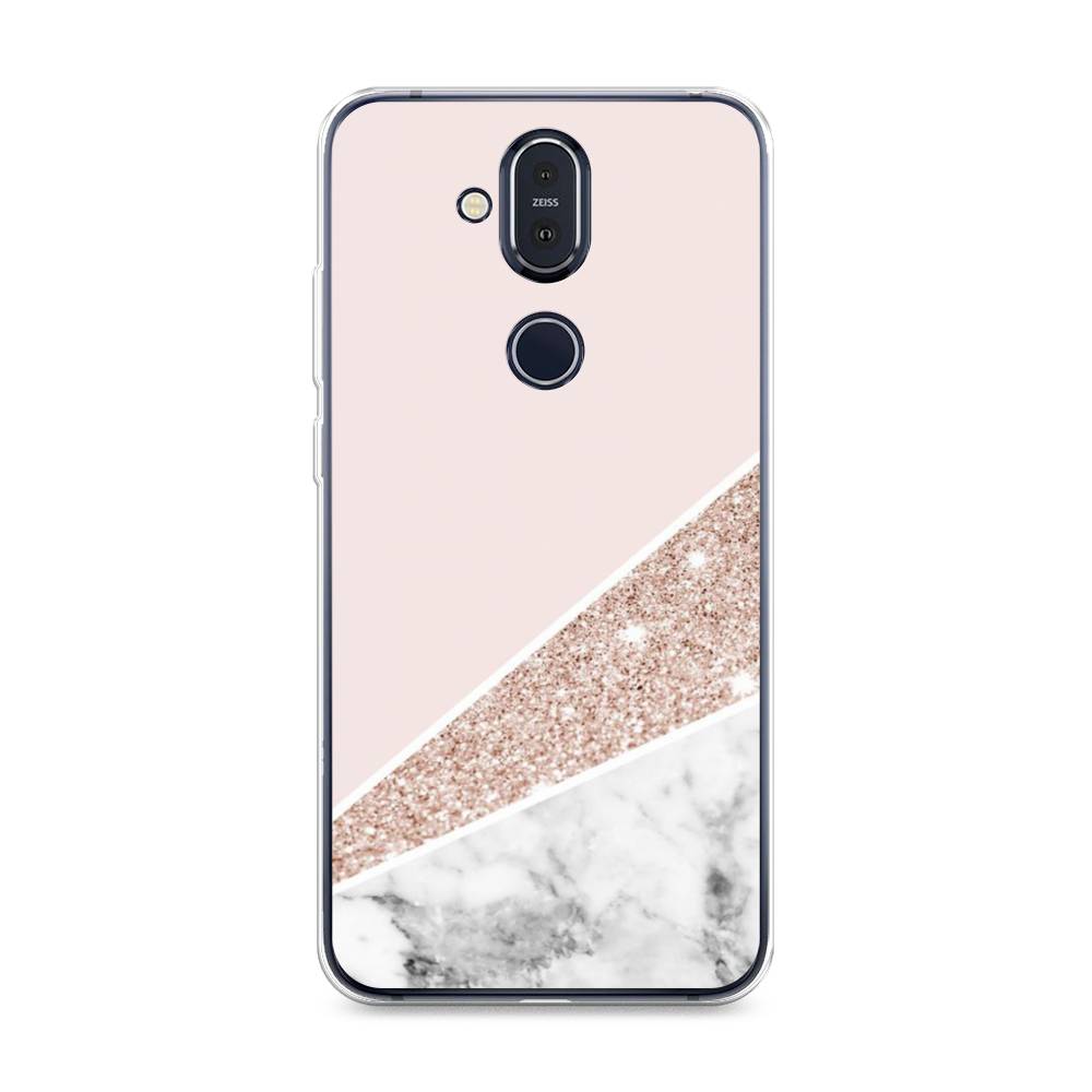 

Чехол на Nokia 8.1 "Блестящий розовый мрамор", 122250-3