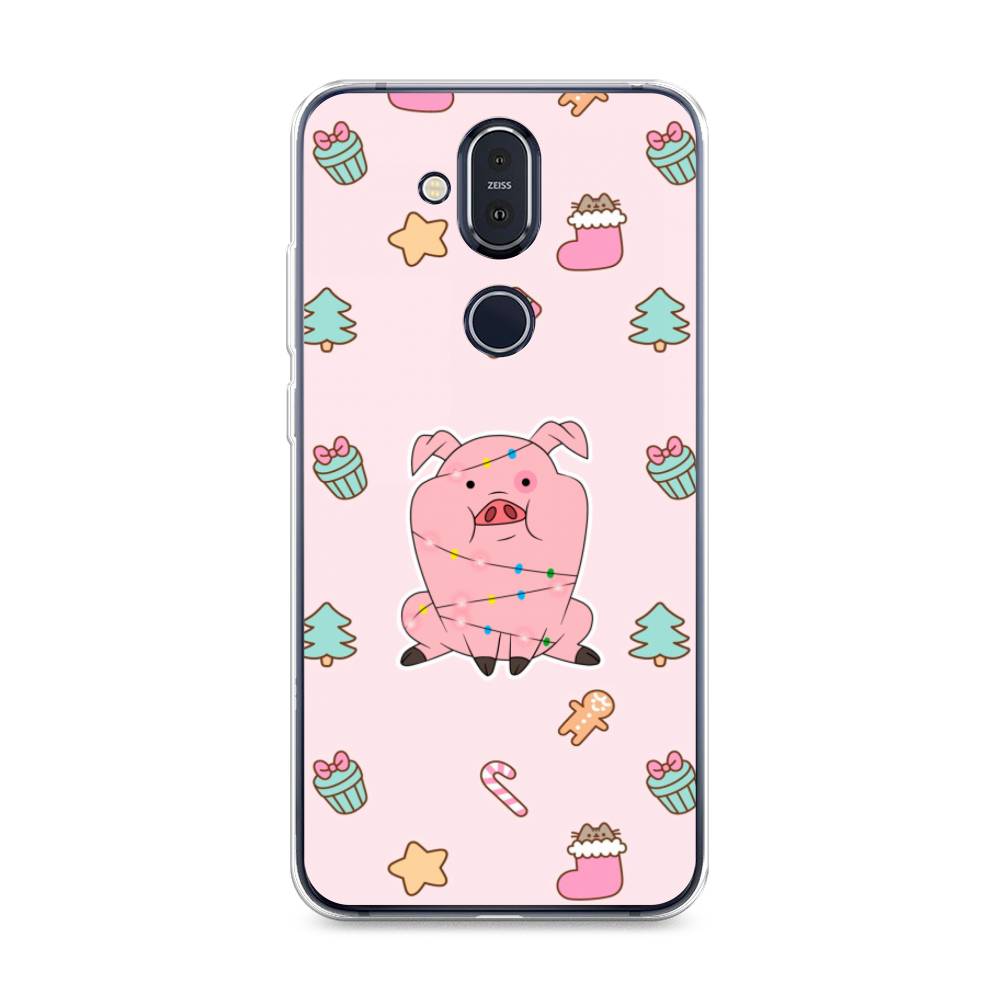 

Чехол на Nokia 8.1 "Розовая свинка", Розовый;зеленый, 122250-5