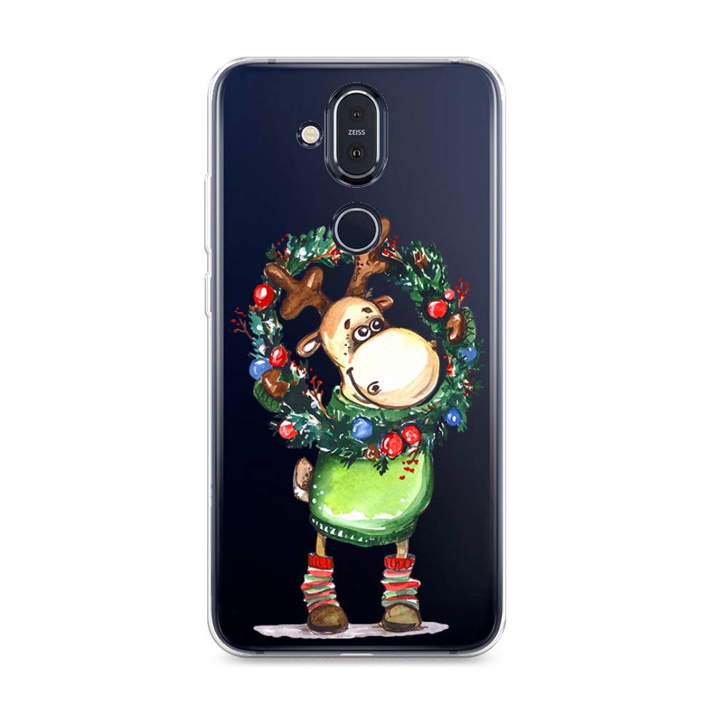 

Чехол на Nokia 8.1 "Олень с новогодним венком", 122250-4