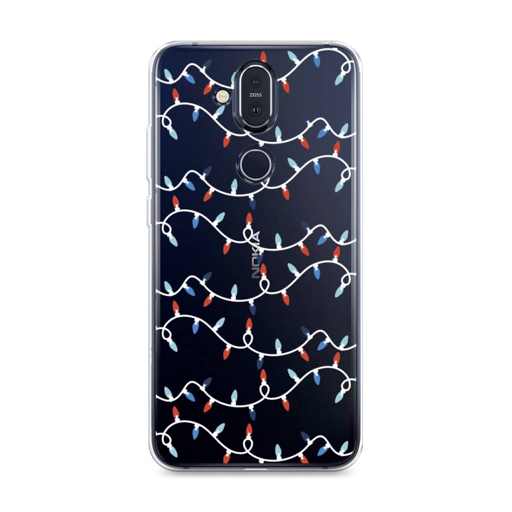 

Чехол на Nokia 8.1 "Разноцветная гирлянда", Белый;красный;синий, 122250-5