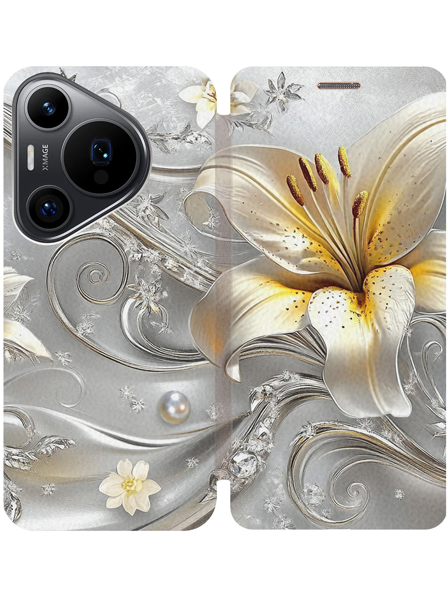 

Чехол-книжка на Huawei Pura 70 Pro/70 Pro+ с принтом "Серебристая лилия" золотой, Золотистый;белый;серый;желтый, 782625223