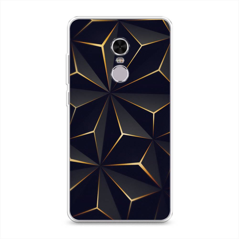 

Чехол на Xiaomi Redmi Note 4 "Черные полигоны", Золотистый;черный, 31850-3
