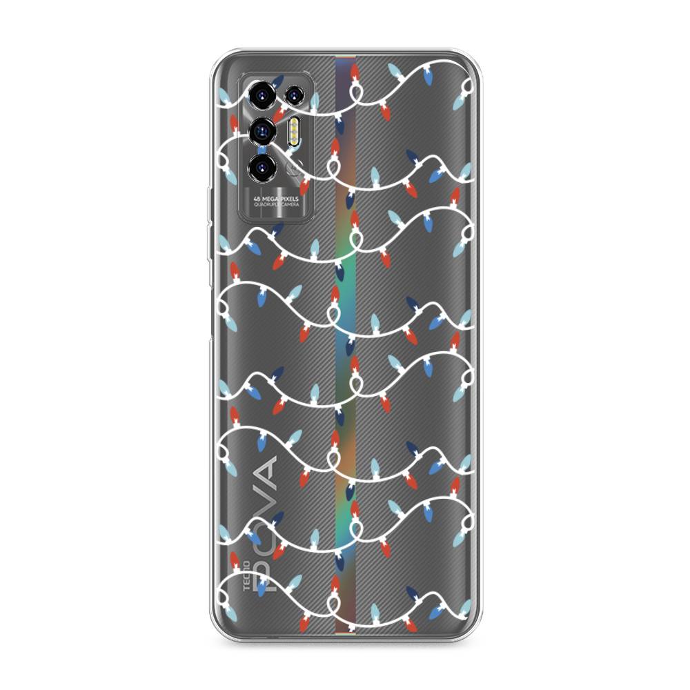 

Чехол для Tecno Pova 2 "Разноцветная гирлянда", Белый;красный;синий, 300550-5