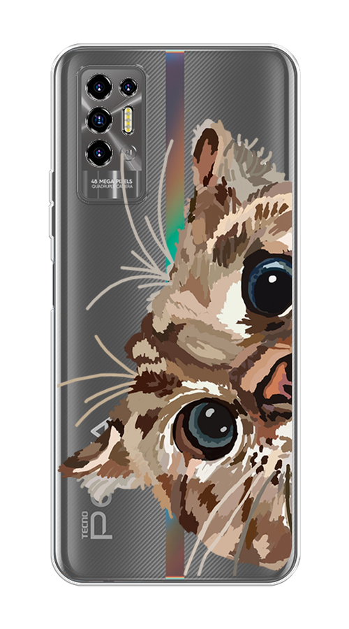 

Чехол на Tecno Pova 2 "Любопытный кот", Коричневый;синий;черный, 300550-1