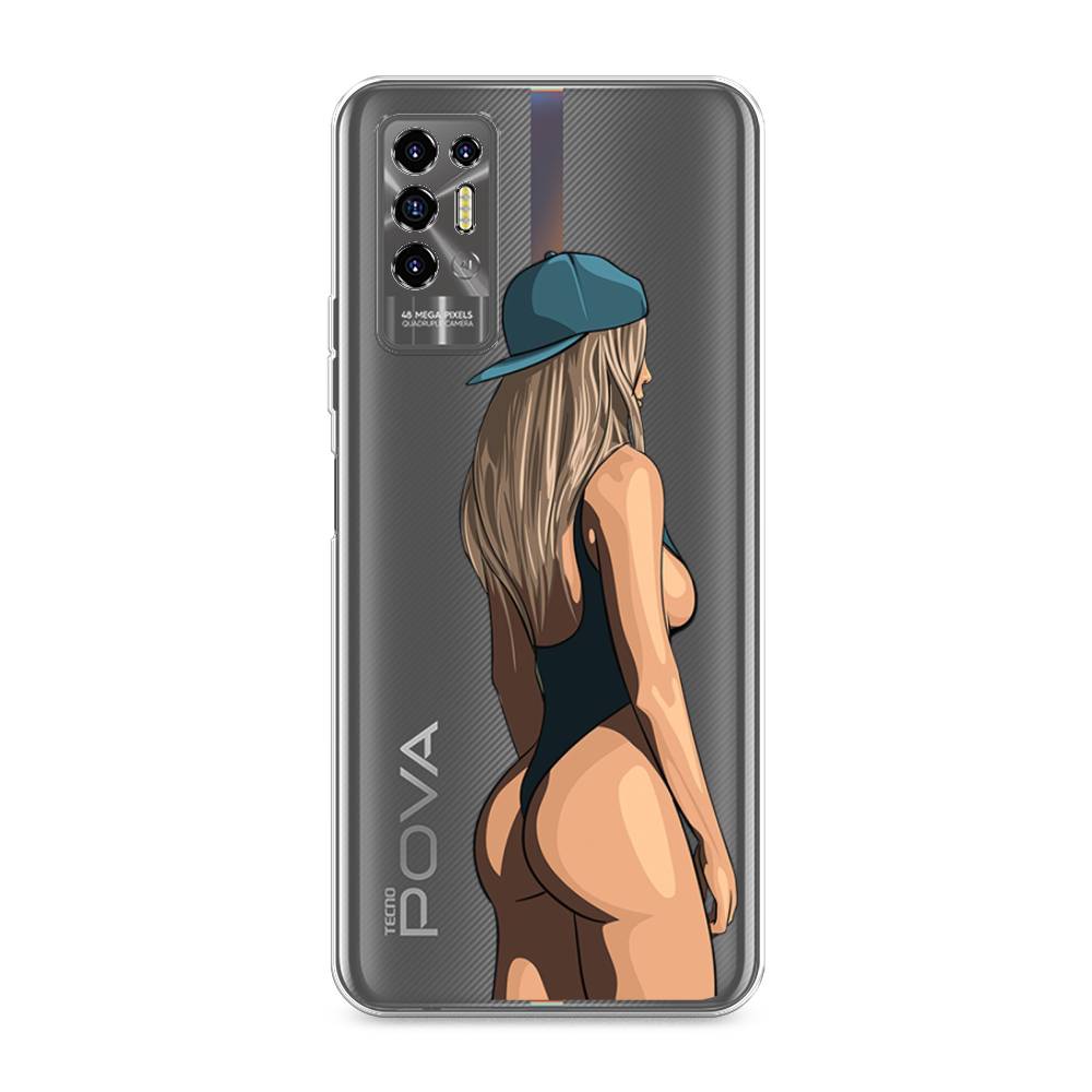 

Чехол для Tecno Pova 2 "Девушка в черном купальнике", Зеленый;бежевый;черный, 300550-6