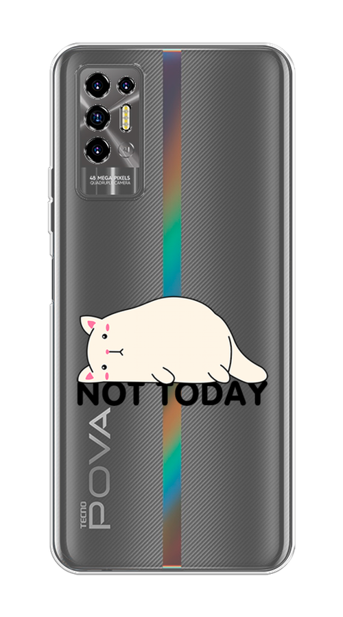 

Чехол на Tecno Pova 2 "Cat not today", Белый;розовый;черный, 300550-1