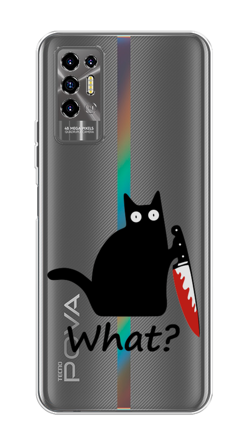 

Чехол на Tecno Pova 2 "Котик с ножом", Черный;красный, 300550-6