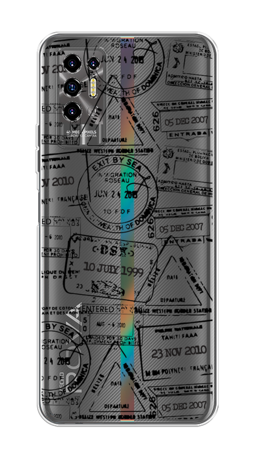 

Чехол на Tecno Pova 2 "Visa stamps 2", Белый;черный;серый, 300550-2
