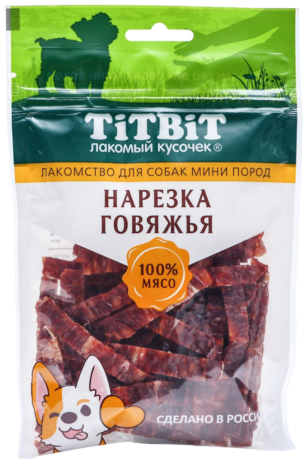фото Лакомство для собак titbit для мини-пород, нарезка говяжья 70 г