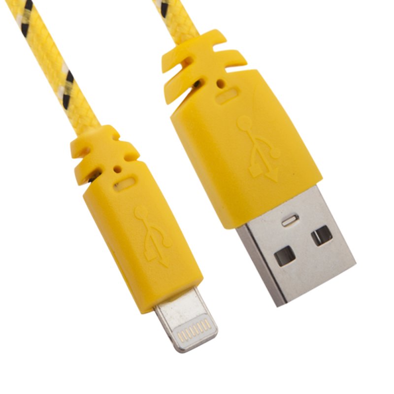 фото Usb кабель lp для apple iphone/ipad lightning 8-pin в оплетке (желтый/коробка) liberty project