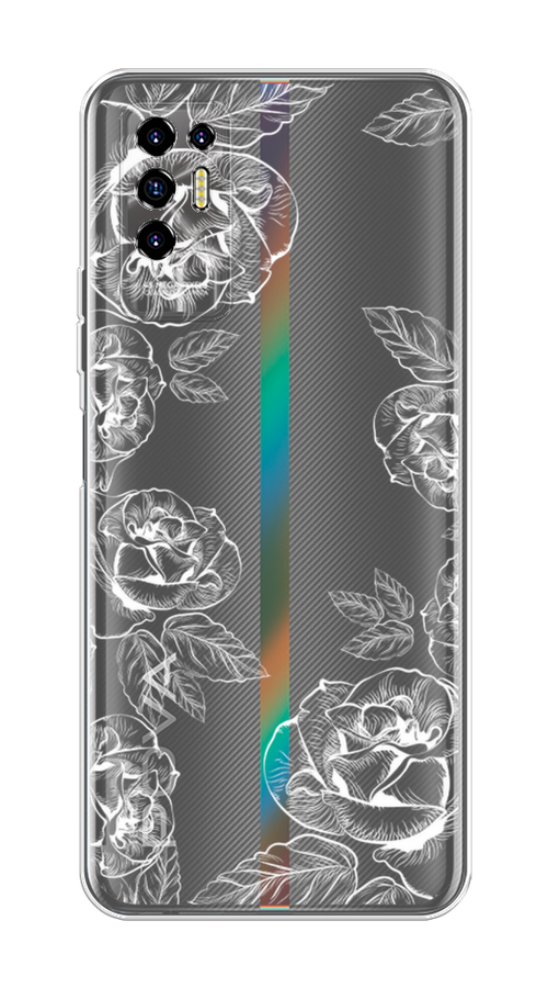

Чехол на Tecno Pova 2 "Розы графика", Черный;серый, 300550-2
