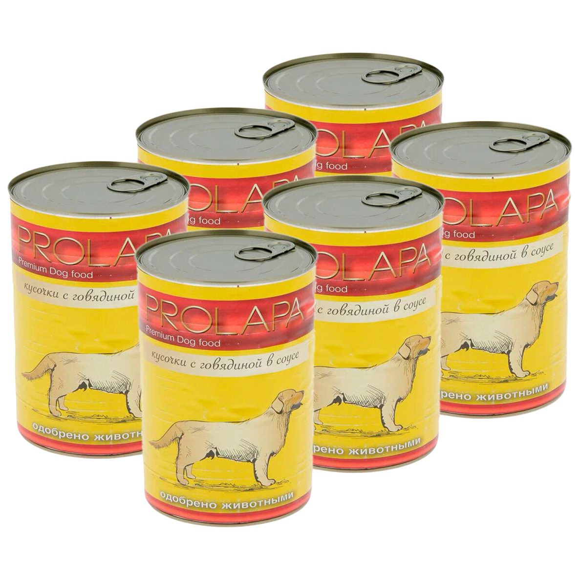 Консервы для собак Prolapa, говядина, 6 шт по 850 г