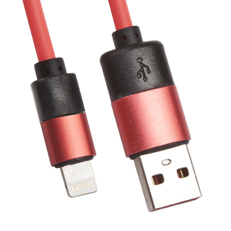 фото Usb кабель lp для apple 8 pin круглый soft touch металлические разъемы (розовый/европакет) liberty project