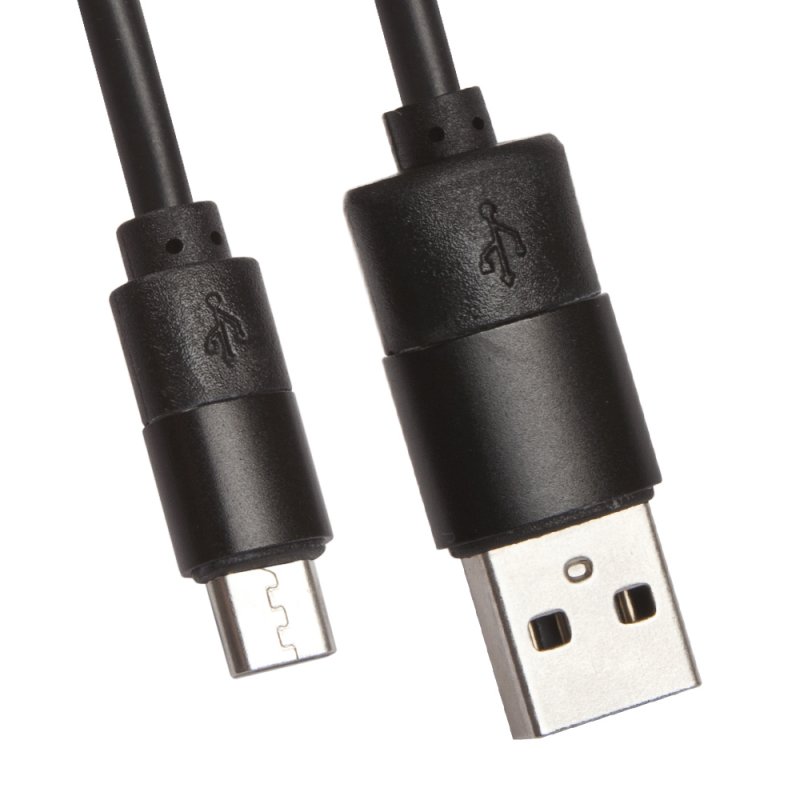 USB кабель LP Micro USB круглый soft touch металлические разъемы (черный/европакет)